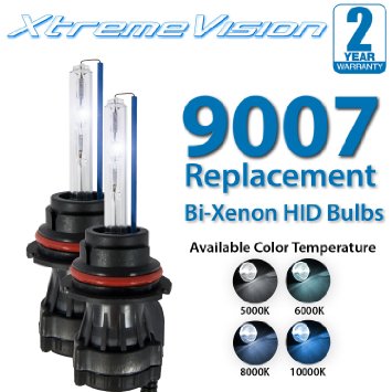 XtremeVision® HID Xenon Replacement Bulbs - Bi-Xenon 9007 5000K - Bright White (1 Pair) - 2 Year Warranty