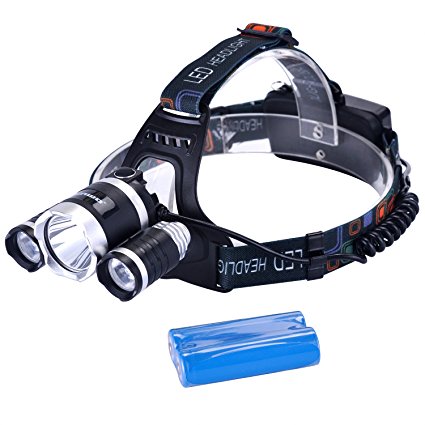 Binwo Super Bright LED Headlamp Flashlight with Red Light for Camping, Running, Hiking, Fishing, Reading, Easy-to-Use Helmet Work Light, Hands-free Water-resistant Headlight (5000 lumen)