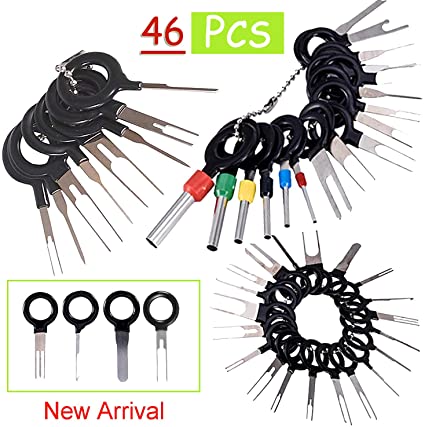 BingSnow 46 Pcs Auto Terminals Removal Key Tool Pins Terminals Removal Tools Set Terminal Pin Extractor Puller Repair Remover Key Tools for Car Auto Wire Connector