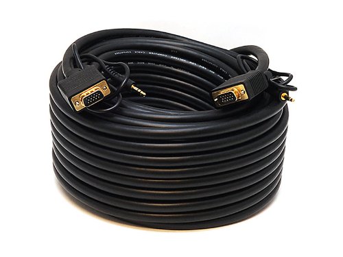 Monoprice 75-Feet VGA/SVGA Male-Male Monitor Cable with Stereo Audio and Triple Shielding