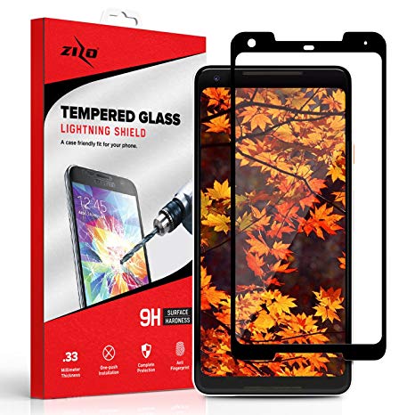 Zizo Full Glass Compatible with Google Pixel 2 XL Tempered Glass Screen Protector with Anti-Scratch 9H Hardness and 0.33mm Thickness Black