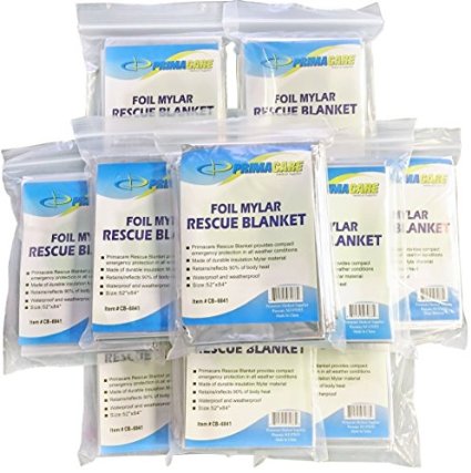 Primacare HB-10 Emergency Mylar Thermal Blanket (Pack of 10)