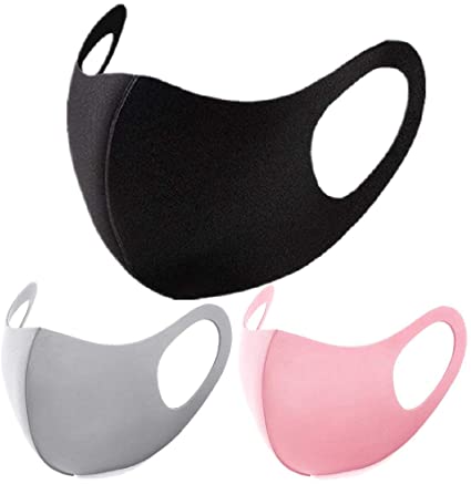 3 Color Washable Face Shield Cover Full Face Anti-Dust, Reusable for Unisex (Black/Pink/Gray each One)