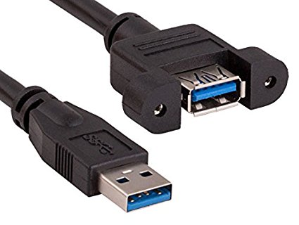 Cable Leader 3ft USB 3.0 Panel-Mount Type A Male to Type A Female Cable