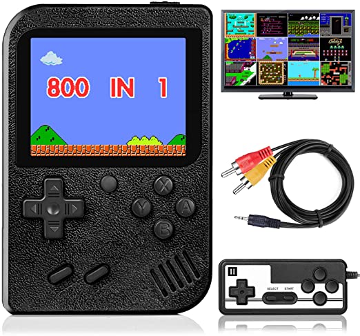 Handheld Game Console for Kids Adults, Retro Mini Game Player with 800 Classic FC Games 3.0 inch Color Screen 1020mAh Rechargeable Battery, Support TV Connection & Two Player, Gift Toys for Boys Girls