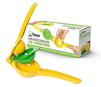 Twinzee Lemon Lime Orange Manual Squeezer - Citrus Press - Unique Design 2 Bowls Built-In-1 Lemon Squeezer - Made From Aluminum