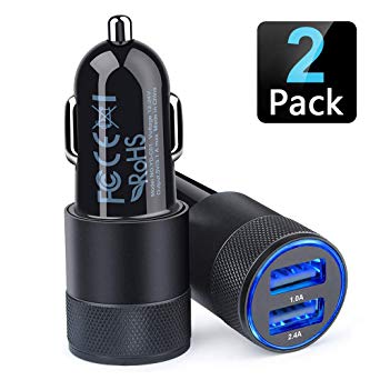 Car Charger, Ailkin 3.4a Portable Dual Port USB Cargador Carro Lighter Adapter for iPhone X XR XS Max 8 Plus 7s 6s, iPad, Tablet, Samsung Galaxy S10 Plus S7 j7 S10e S9 Note 8, LG, GPS