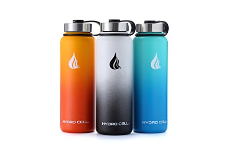 HYDRO CELL Stainless Steel Water Bottle with Straw & Wide Mouth Lids (40oz, 32oz, 22oz, 18oz) - Keeps Liquids Perfectly Hot or Cold with Double Wall Vacuum Insulated Sweat Proof Sport Design