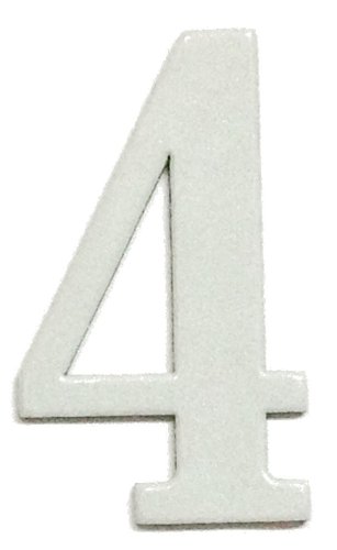 Fancy White Reflective Mailbox or House Number - 4 - Size 2" - (select size (2",3",4",5" or 6") and digit (0-9) in dropdown menus) - Thick, Die-cut PVC