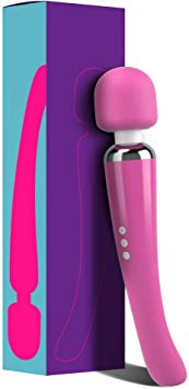 Wireless Wand Massager Large - 8 Powerful Speeds and 20 Vibration Patterns - Handheld Electric Personal Massager (Pink)