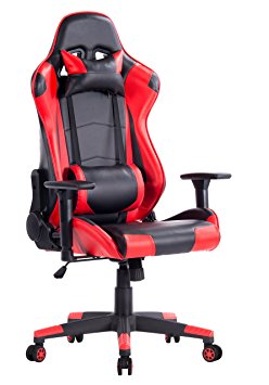 KILLABEE Racing Style Gaming Chair - Big and Tall 400lb E-Sports High Back Ergonomic Executive Computer Desk Leather Office Chair with Adjustable Padded Headrest and Lumbar Support (Red&Black)