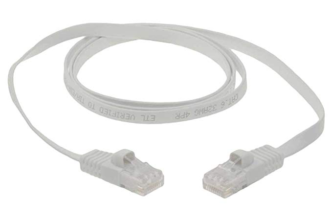 SF Cable 2 ft Premium Ultra Flat CAT6 550 MHZ Network Flat Patch Cable White