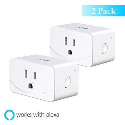 Enther Smart Wi-Fi Plug Mini Socket 2 Pack, Works with Amazon Alexa & Google Assistant, No Hub Required, Remote Control Your Devices from Anywhere, ETL and FCC Listed, White, 15A/1800W, WP110W