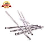 Poziteev - 6 Pcs - Stainless Steel Straws - Extra Wide for Smoothies Shakes and Frozen Drink - Cleaning Brush Included