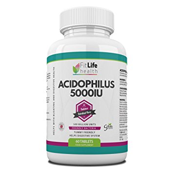 Acidophilus Probiotic Digestive Health Supplement By Fit Life Health - 5 Billion Units - Friendly Bacteria - Balances Intestinal Flora And Promotes Good Digestion - Helps With Bloating And Stomach Disorder - Two Month Supply - Take One A Day To Improve Your Mood And Energy Levels - Made In UK