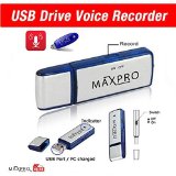 MaxPro-Best USB Flash Drive- USB Voice Recorder- Memory Stick- Thumb Drive- Dictaphone- 8GB- Pendrive - Compatible with Windows Mac PC- 1 Year