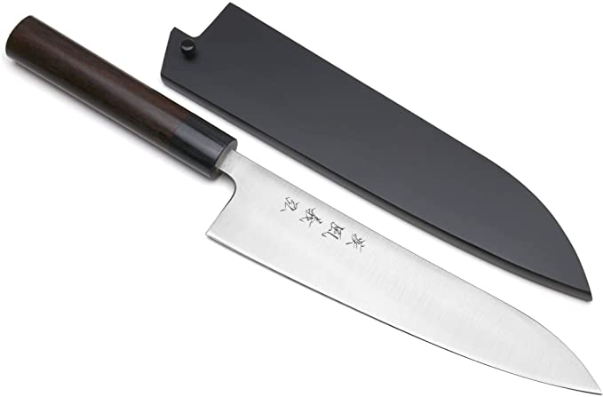 Yoshihiro Ginsan High Carbon Stainless Steel Gyuto Chefs Knife Rosewood Handle with Nuri Saya Cover (8.25'' (210mm))