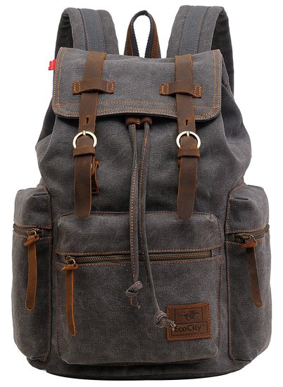 EcoCity Vintage Canvas Backpack Rucksack Casual Daypacks Bookbags