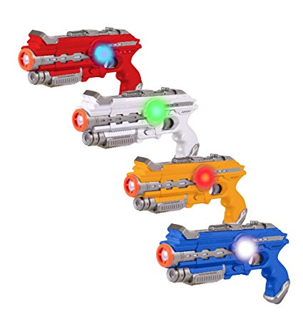 Infrared​ ​Laser ​Tag​ ​Guns​ ​– ​4​ ​Pack​ ​with​ ​Multiplayer​ ​Game​ ​Mode​ ​– No Vest​ ​Required​ ​– ​Toy​ ​Blasters​ ​with​ ​Futuristic​ ​Lights,​ ​Vibration​ ​and Sound​ ​Effects​ ​for Kids