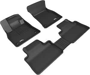 3D MAXpider All-Weather Floor Mats for Audi E-TRON 2019-2023 Premium Custom Fit Car Floor Liners, Kagu Series (1st & 2nd Row Black)