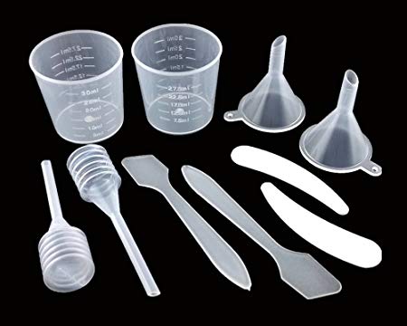 yueton 2 Sets of 5 Different Refillable Tools, Funnel / Measuring cup / Transfer Pipettes / Mask Spatula / Cosmetic Scoop