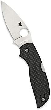 Spyderco Chaparral Folding Knife - Black Carbon Fiber Laminate Handle with PlainEdge, Full-Flat Grind, CTS XHP Steel Blade and Back Lock- C152CFP
