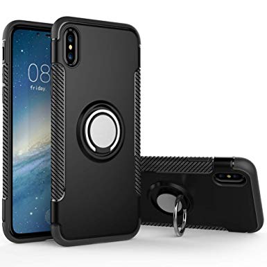 Hayder Compatible for iPhone Xs Max Case Car Magnetic Kickstand 360 Degree Ring Holder Protection Cover