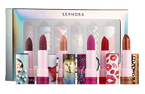 SEPHORA COLLECTION Midnight Kisses Storybook SET #LIPSTORIES Set: 12 Celebrate (fuchsia), 33 Wanderlust (dark plum), 22 A Little Magic (red), 2 Landing in Shanghai (nude), 51 Festival Lights (bronze)