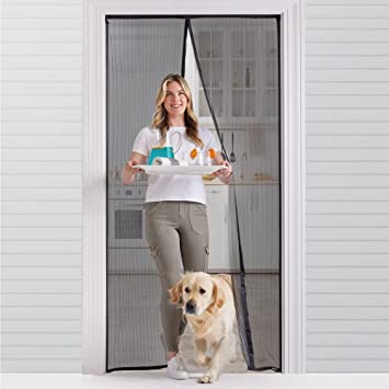 Gorilla Grip Magnetic Screen Door, Heavy Duty Mesh Curtain, Magnet Doorway Net, Keep Bugs Out, Covers Single, Patio and Sliding Doors, Easy Closure Self Sealing Magnets for Mosquito Pets Kids, 38x82