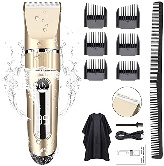 Professional Hair Clippers, ETE ETMATE Rechargeable Cordless Hair Clippers Led Display with 6 Guide Combs Two Modes are Suitable for Adults and Children