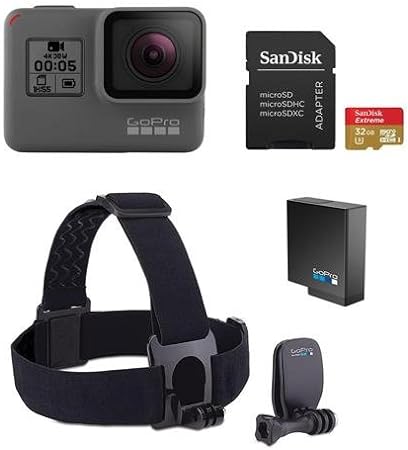 GoPro HERO5 Black - Bundle Head Strap   QuickClip, 32GB Micro SDHC U3 Card, and a Spare Battery