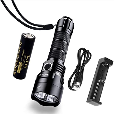 Sofirn C8F Tactical Flashlight High Lumens 3500LM, 3 Cree XPL LED Super Bright Light with 21700 Battery and USB Charger, for Camping Hiking Hunting