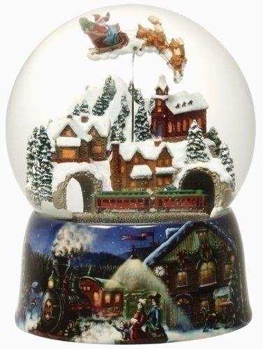 Roman 8" 150mm Musical Glitterdome with Santa in Sleigh