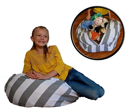 Stuffed Animal Storage Bean Bag Chair - No Beans About It - Clean up the Room and Put Those Critters to Work for You! - By Creative QT