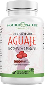 Aguaje Fruit Supplement - 120 Vegan Capsules - 1000mg Per Serving - Natural Butt and Bust Enhancement, Curve Enhancer, Hormone Balancer - Fresh Harvest from Peru