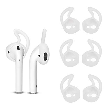 TEEMADE 6 Pieces AirPods Ear Hooks,Apple Earpods Cover Tips,Silicone Covers for Apple Earphones Headphones(Clear)