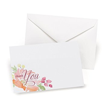Hortense B. Hewitt 50-Count Floral Forever Thank You Cards, Multicolor