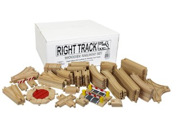 Wooden Train Track Super Deluxe Set 91 Assorted Pieces 100 Compatible with All Major Brands including Thomas Wooden Railway System By Right Track Toys - Compare and Save - 100 Tracks and No Fillers
