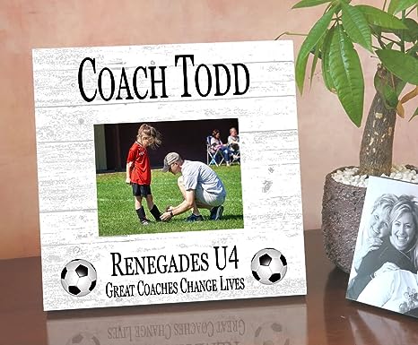 Broad Bay Soccer Coach Gift Plaque with Photo - UPLOAD Team Picture - Frame Alternative Personalized Appreciation Award For End Of Season Coaches Present 10in x 10in (Soccer)