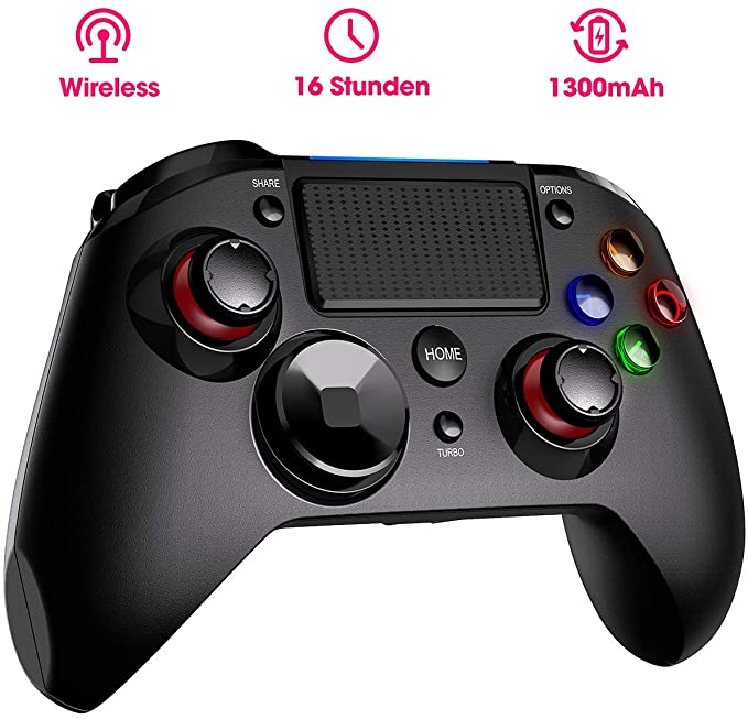 PICTEK Wireless Controller PS4, Dual Vibration Shock 4 PS4 Controller Kabelloser Gamepad Controller, Pro Game Controller Gamepad Joypad Joystick Kompatibel mit PS4, PS4 Slim, PS4 Pro