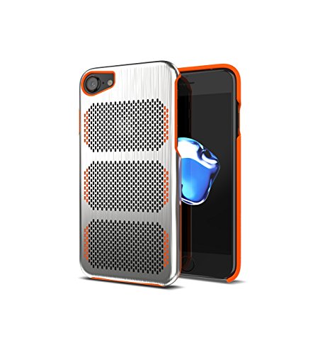 COOLMESH Extreme GT Aerospace Stainless Steel Case for iPhone 7 [compatible with 6s,6] (Brushed Stainless Steel / Orange Trim)