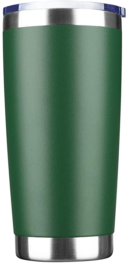 EcoMozz 20oz Tumbler Stainless Steel Vacuum Insulated Mug with Lid, Double Wall Travel Mug, Durable Powder Coated Coffee Cup, Suitable for Ice Drinks and Hot Beverage (Dark green 1pack)