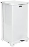 Rubbermaid Commercial FGST12EPLWH The Defenders Steel Step Trash Can with Plastic Liner 12-Gallon White