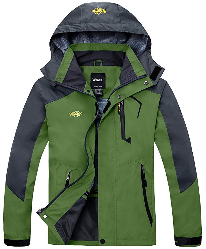 Wantdo Men's Hooded Breathable Outdoor Hiking Windbreaker Waterproof Rain Jacket