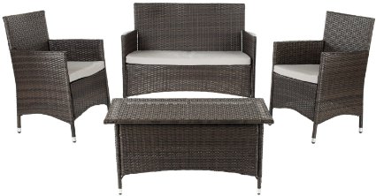 4-piece Outdoor Wicker/Rattan Patio Furniture Set with Cushions - by Comfy Solutions