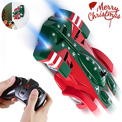 SGILE Christmas Remote Control Car Toy, Rechargeable Wall Climber Car with Mini Remote Control, Dual Mode 360° Rotating Stunt LED Head Gravity-Defying Car Racing Vehicle, Gift for Kids Boy Girl