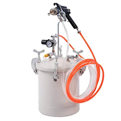 Goplus 2-1/2 Gallon Pressure Pot & Spray Gun with Hoses, Pressure Tank Paint Spray Gun