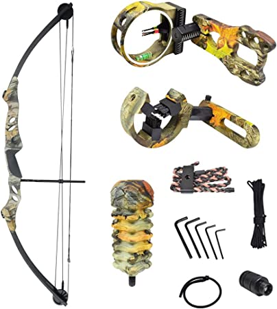 iGlow 55 lb Black/Sliver/Camouflage Camo Archery Hunting Compound Bow 175 150 80 50 40 lbs Crossbow