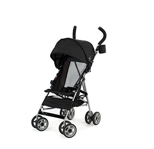 Kolcraft Cloud Umbrella Stroller, Black Travel Umbrella Stroller Comes with an Extended Sun Canopy and Rear Hood to Offer More Protection