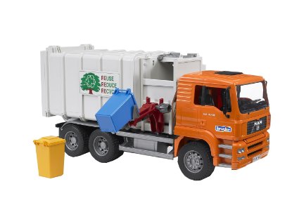 Bruder Toys Man Side Loading Garbage Truck Orange